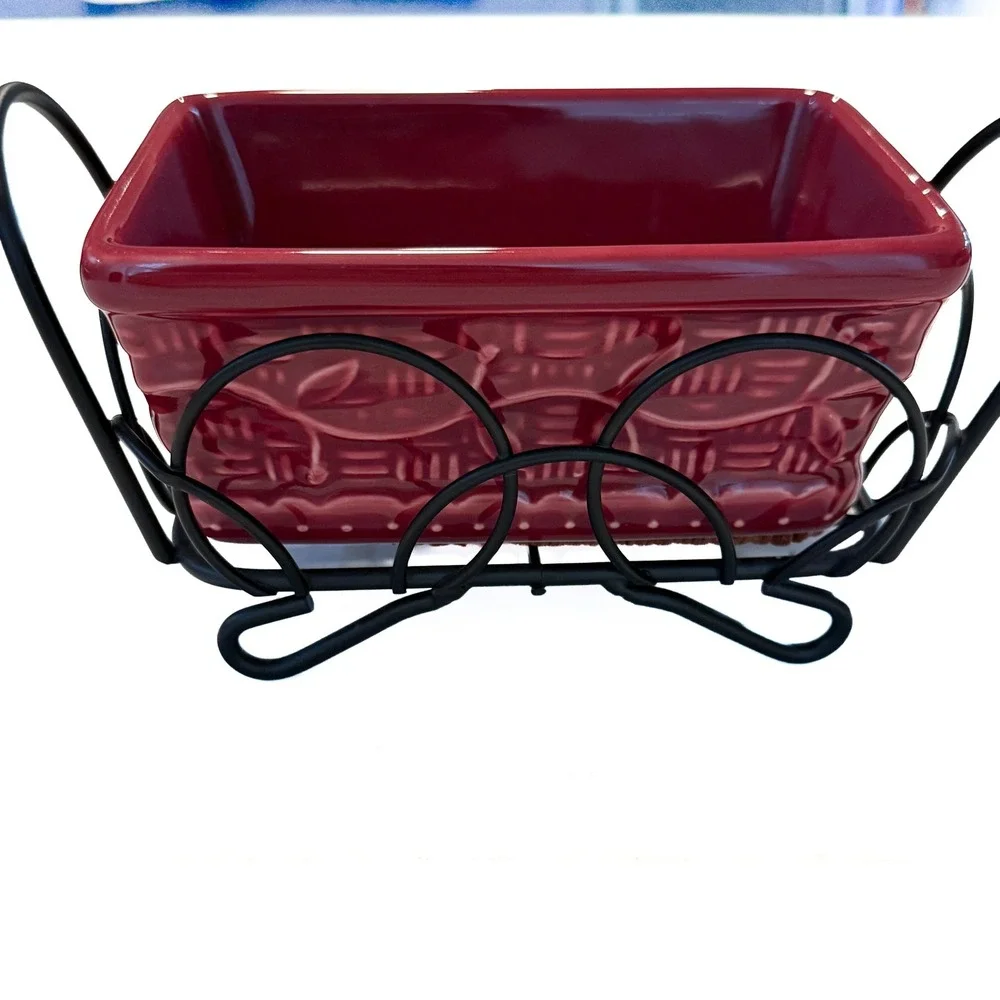 Temp-Tations by Tara Presentable Ovenware Cranberry Red Loaf Pan Wire Tray